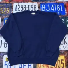 90s Hanes ヘインズ 無地スウェット ネイビー XL相当 古着　古着