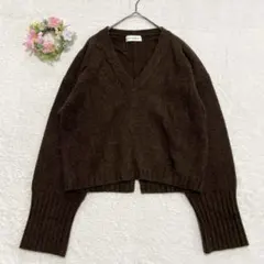 【良品】 INED ウール100% Vネック セーター 9号 リブゆったり