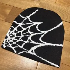 【高品質】ニット帽 　ビーニー Y2K パンク グランジ　スパイダー　黒