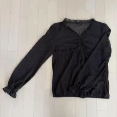 COMME CA IZM ブラウン ドット柄 フリル付きシャツ❤️
