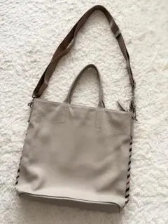 DAKS LONDON 2way 革 ショルダーバッグ トートバッグ グレージュのサムネイル