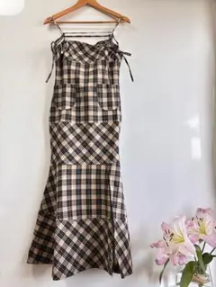 andmary Cecily check long dress - メルカリ