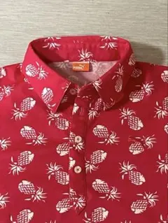 PUMA パイナップル柄 半袖ゴルフシャツ赤ピンクのサムネイル