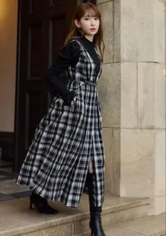 美品herlipto Classic Plaid Jumper Dress