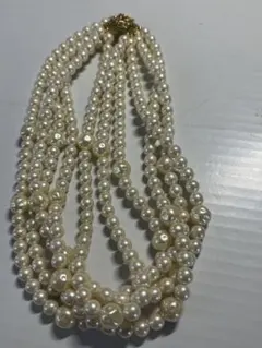 ５連パールネックレス　多重パールネックレス　パールネックレス　ゴージャス　お祝い