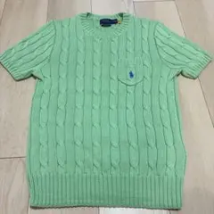 美品✨ラルフローレン 現行QRタグ ケーブルニット半袖コットンイエロー