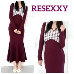 【美品】RESEXXY ハウンドトゥースマーメイドニットワンピース （WIN）