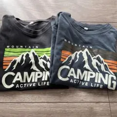 山とキャンプデザインTシャツ2枚セット