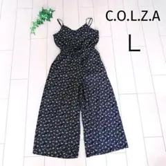 COLZA コルザ シフォン キャミパンツワンピース【L】花柄 裏地 ポケット