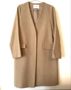 ユナイテッドアローズ　ノーカラーロングコート　　ベージュ36