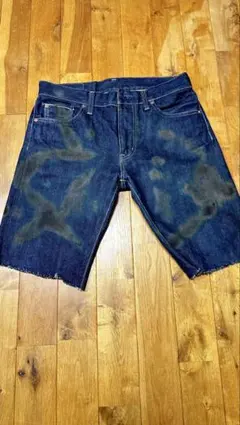 リメイクデニムダークブルー ショートパンツ