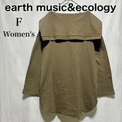 earth/セーラーカラー/カーキ/綿100/ゆったり/ナチュラル/体型カバー