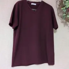♦CERONIAS 【M】Vネックワッフル Tシャツ ⭐ボルドーのサムネイル