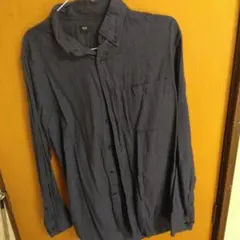 ダークグレー コットン混紡 長袖シャツ M