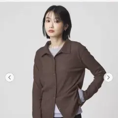 シアー サーマル ポロカーディガン　グリーンレーベルリラクシングのサムネイル