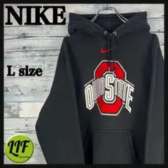 ナイキ センター刺繍ロゴ カレッジロゴ スウェットパーカー ブラックL 4598