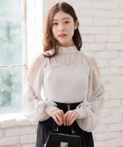 lip service ボタンスリーブドッキングニット アイボリー