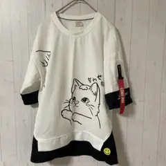 【新品】猫デザイン/Tシャツ/ホワイト