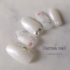 5409 マット♪ジェルネイルチップ フラワー アイボリー ボタニカル