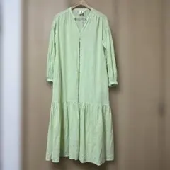 ニコアンド　ライトグリーン ロングシャツワンピース 長袖