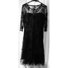 シースルーブラックワンピース ドレス 結婚式 二次会 Lサイズ