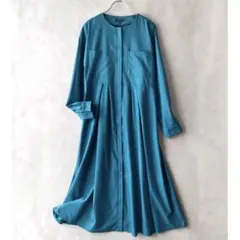 美品✨インディヴィ　24SS 前ファスナー　シャツ風デザインワンピース　38
