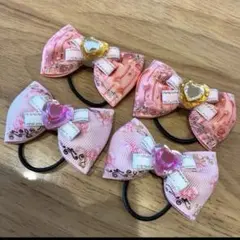 キラキラ　カラフルリボンヘアゴム