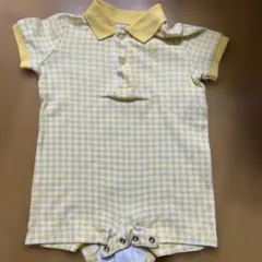t*i様 イエロー・ホワイト チェック柄ロンパース 9m