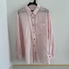 N. 長袖シャツ ストライプ ピンク シアー素材