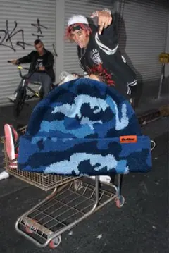 Butter goods バターグッズ　ビーニー　迷彩　ブルー　ニット帽　fti