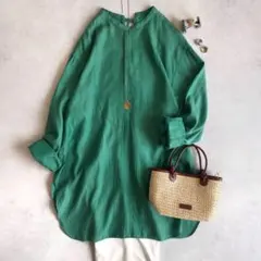 美品▲定価1.4万▲BEAUTY&YOUTH コットン ブラウス グリーン