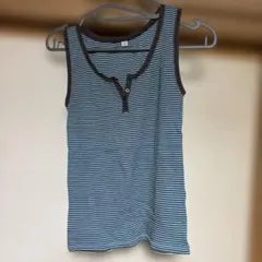 青と茶色のストライプ タンクトップ Mサイズ