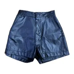 wego 黒レザーショートパンツ ハイウエスト　F