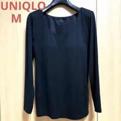 ユニクロ ヒートテックブラ UネックT 8分袖 Mサイズ 黒