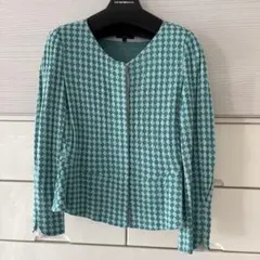 EMPORIO ARMANI ノーカラージャケット チェック柄 イタリア製のサムネイル