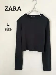 ZARA 長袖ショート丈ニット ブラック Lサイズ