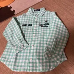 klädkäp グリーンチェック シャツ 100