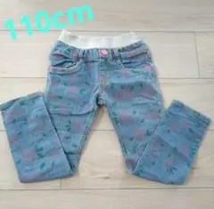 美品!!110cm花柄プリントデニムウエストゴム