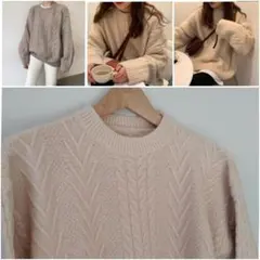 新品タグ付き　girly doll 韓国　ザックリニット　セーター　ベージュ