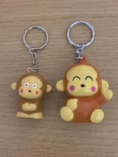 【中古】サンリオ　おさるのもんきち　キーホルダー　2体セット　平成レトロ