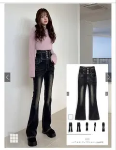 ハイウエストフレアデニムパンツ　L