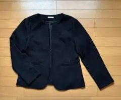 黒ジャケットレディース ノーカラージャケット