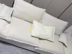 ホワイトファブリックソファ 1クッション付き cute 32