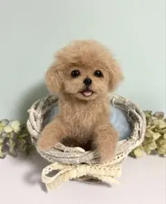 羊毛フェルト にこにこポメラニアンのフラワーバスケット - メルカリ