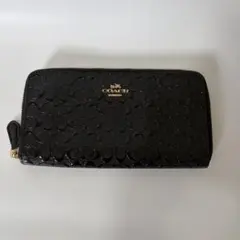 COACH ブラック 長財布 キルティング - メルカリ