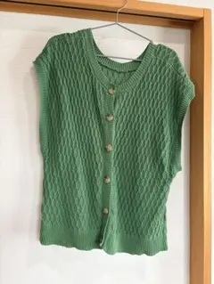 最終値下げ！美品　ehka sopo 緑色 ニットベスト