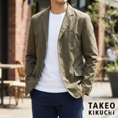 美品 タケオキクチ テーラードジャケット ブラウン 茶 綿 コットン L 3