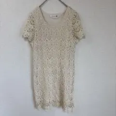 LEPSIM レプシィム　アイボリー レース編み 半袖ワンピース 【Ｍ】のサムネイル