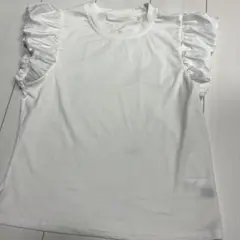 la gemme袖フリルデザイン ホワイトTシャツ　レディースのサムネイル