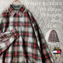 90s★US輸入★トミーヒルフィガー 長袖ボタンダウンシャツ オーバーチェック